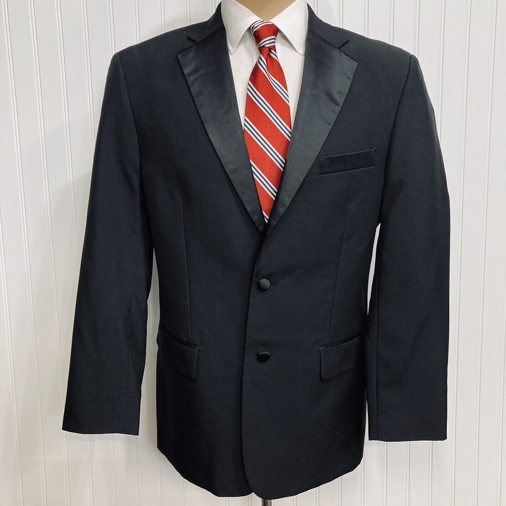 ROYAL DIAMOND Tuxedo Men 40 Solid Black Coat Formal Wear 2 Button Tux Jacket 40R